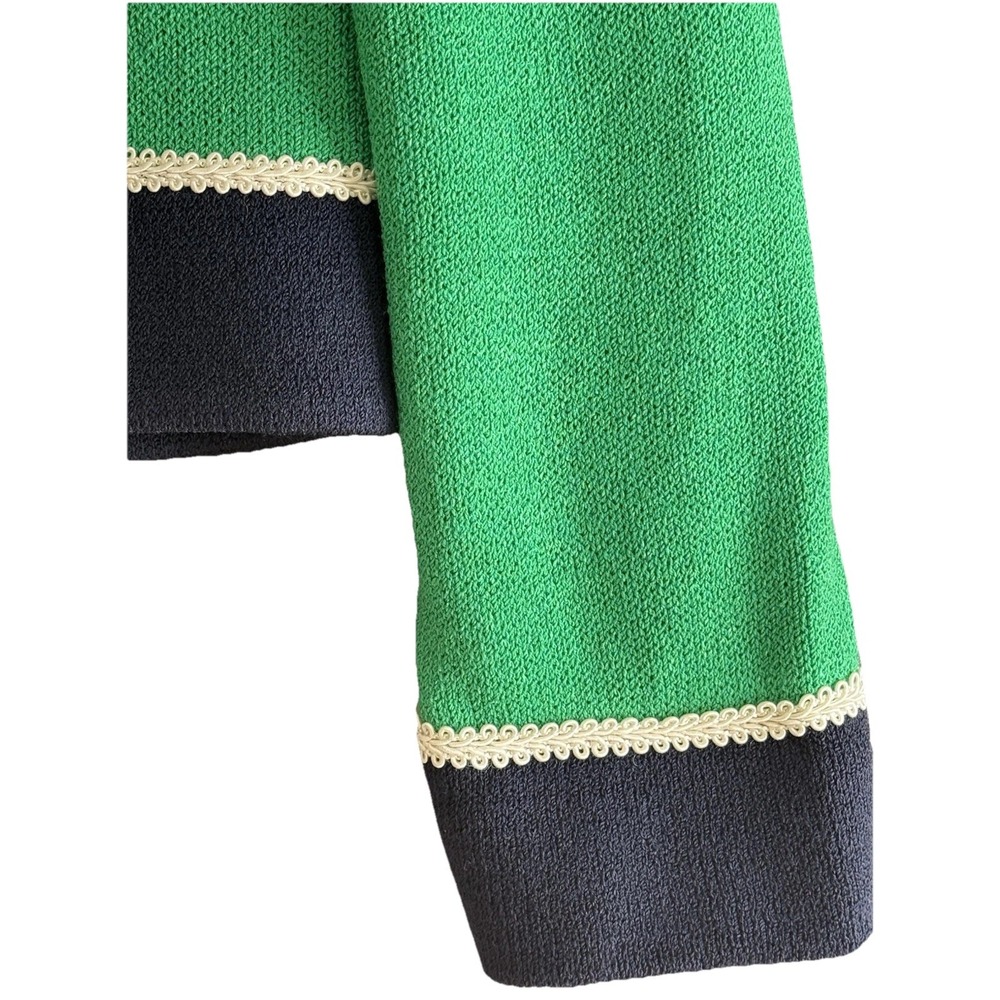 ST. JOHN Women's Size 4 Kelly Green W/ Navy Accents Short Knit Blazer Jacket EUC - Picture 7 of 10